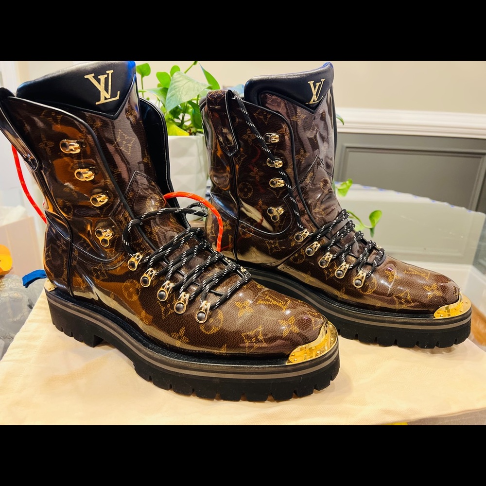 Brown and Gold Louis Vuitton Outland Ankle Boot